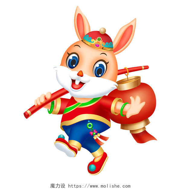 微立体新年快乐兔子形象插画素材png兔年新年兔子